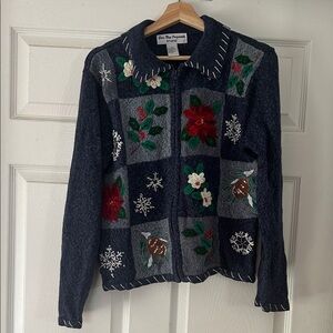 Vintage Winter Cardigan with Embroidered and Beaded Accents